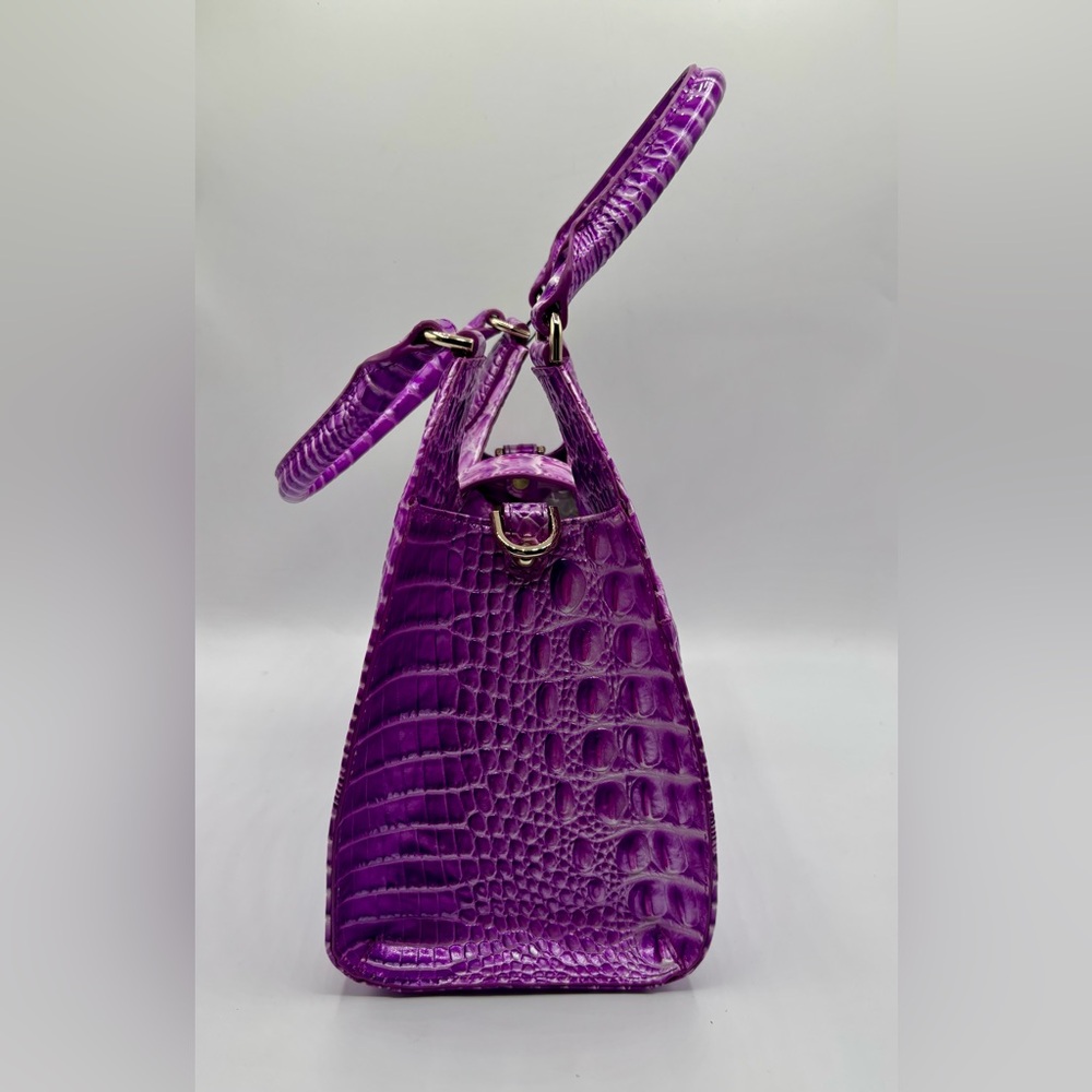 NWT Brahmin Adrian Satchel Lilac Essence Melbourne Crocodile Leather Bag - Picture 8 of 15